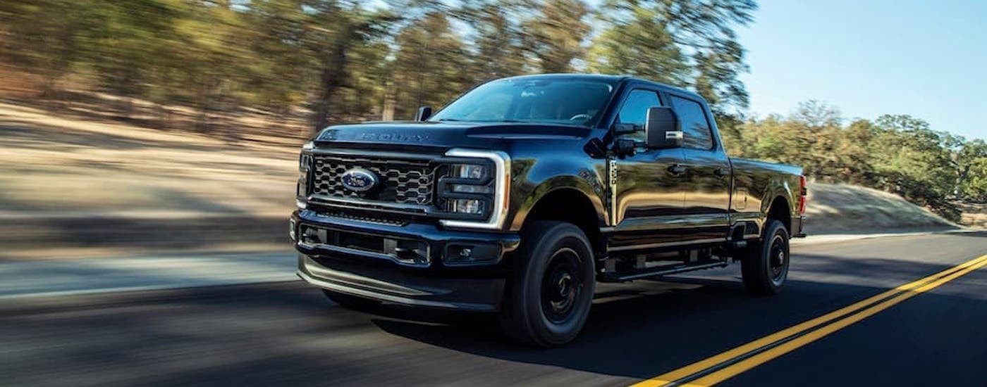 A black 2025 Ford f-250 for sale near Kingston from the front.
