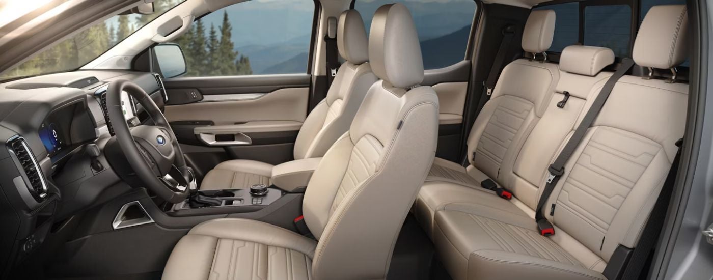 Tan interior of a 2026 Ford Ranger.